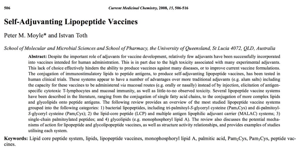 self-adjuvanting lipopeptide vaccines